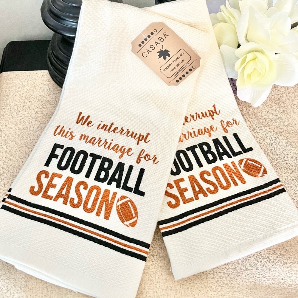 New Set of 2 WE INTERRUPT THIS MARRIAGE FOR FOOTBALL SEASON 🏈 Kitchen Towels